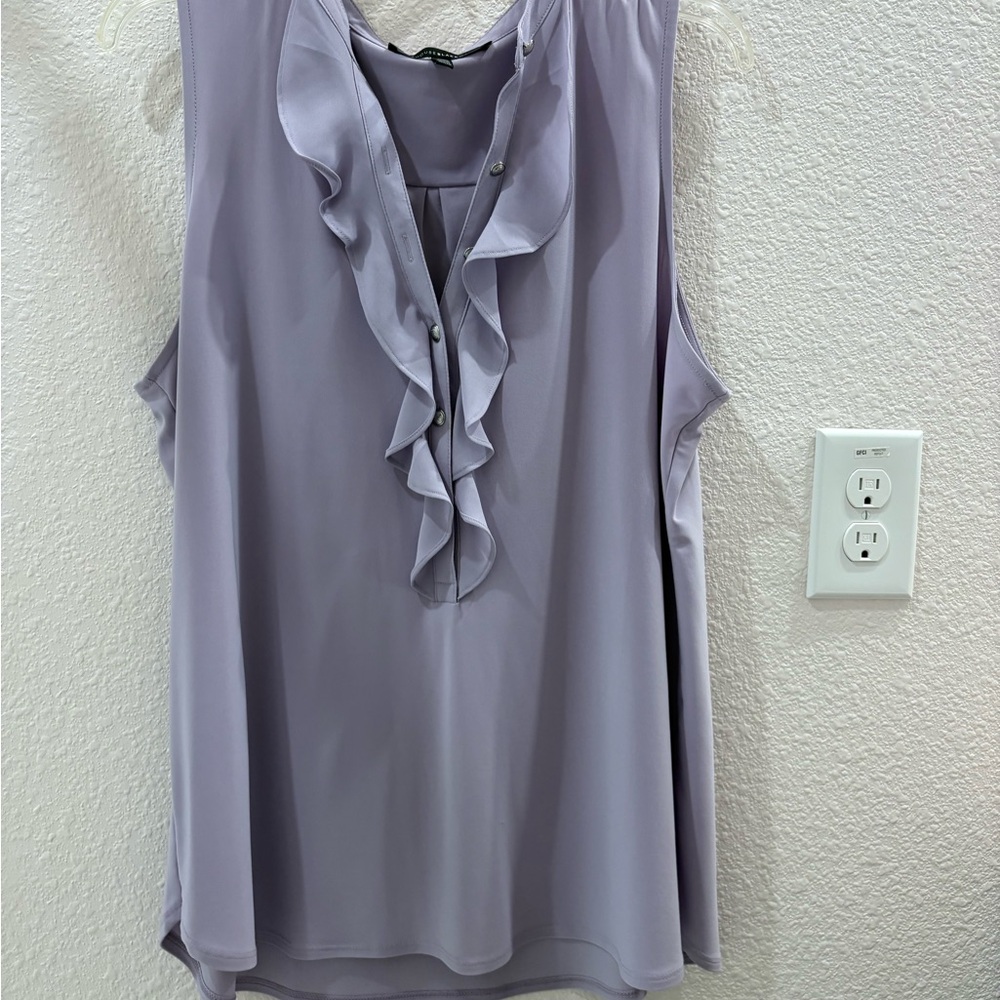 White House Black Market Lavender Ruffle Blouse
